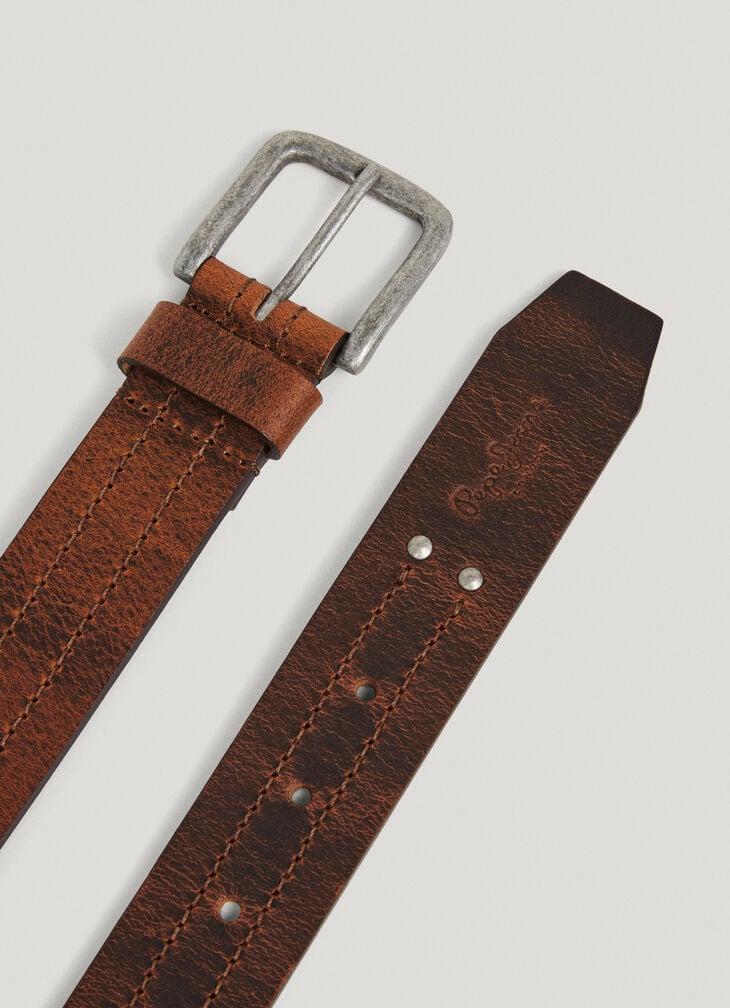 Pepe Jeans Square Buckle Cowhide Leather Belt