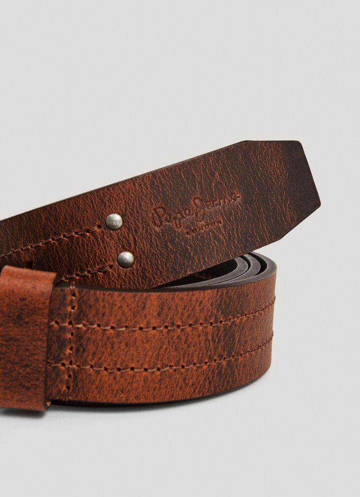 Pepe Jeans Square Buckle Cowhide Leather Belt