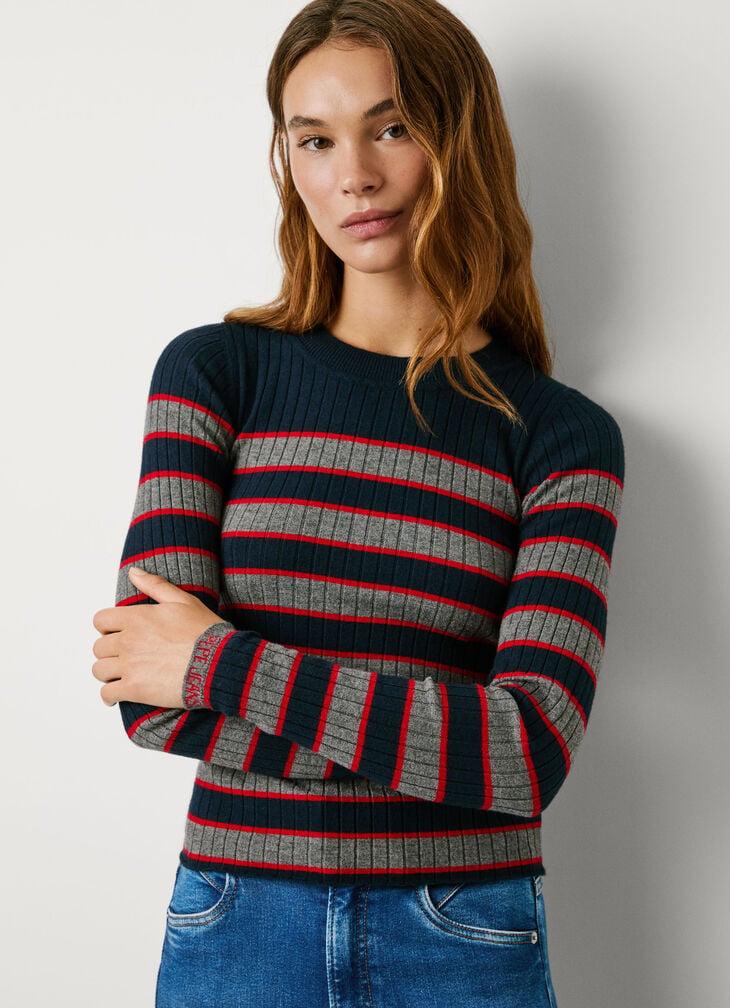 Pepe Jeans striped ribbed jumper