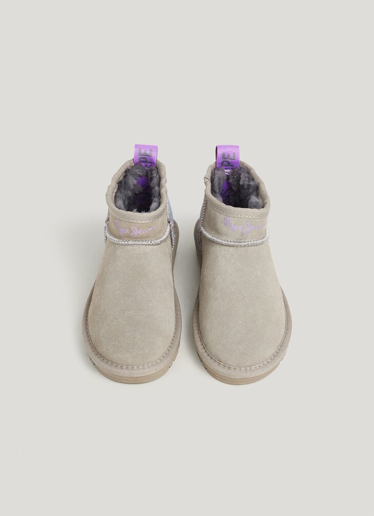 Pepe Jeans Suede Ankle Boots With Contrast Heel