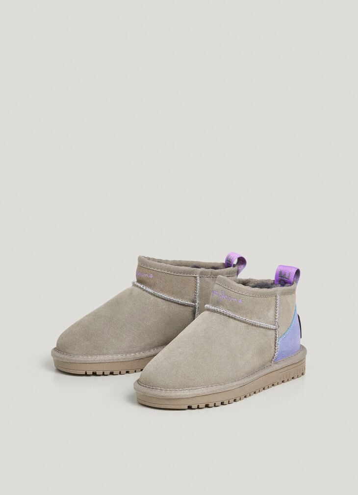 Pepe Jeans Suede Ankle Boots With Contrast Heel