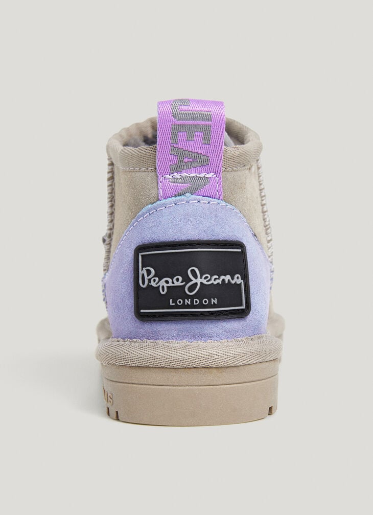 Pepe Jeans Suede Ankle Boots With Contrast Heel