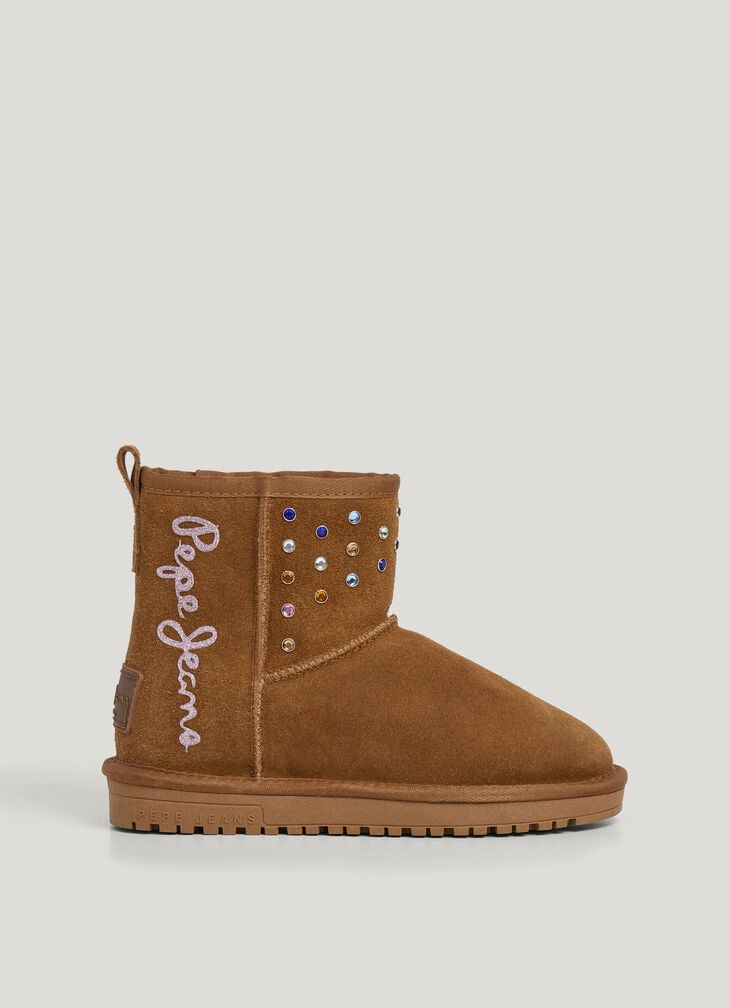 Pepe Jeans suede ankle boots with printed logo