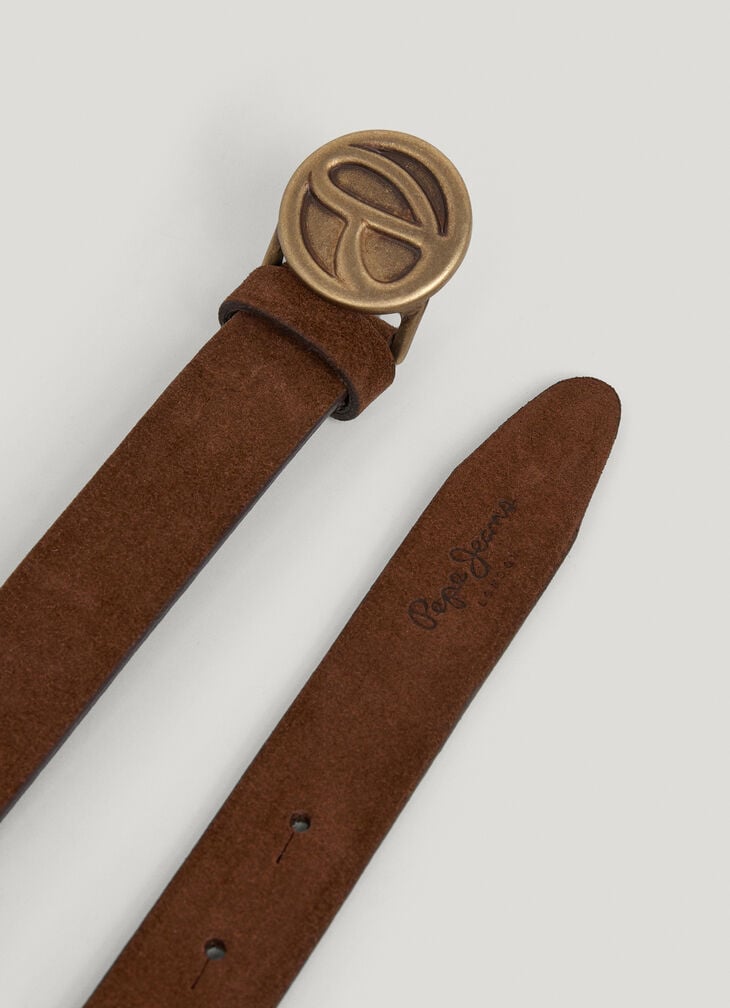 Pepe Jeans Suede Belt With Circular Buckle