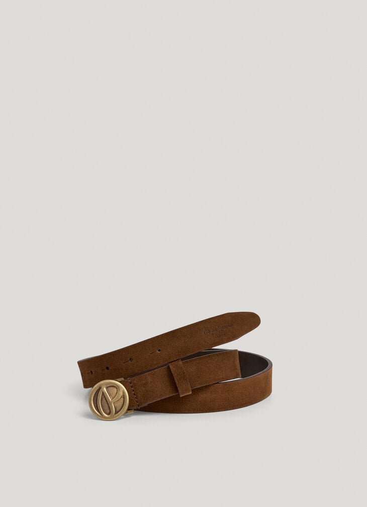 Pepe Jeans suede belt with circular buckle