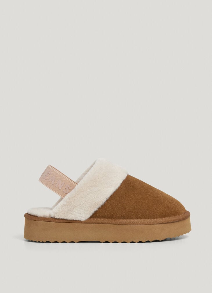 Pepe Jeans suede clogs with borg detail