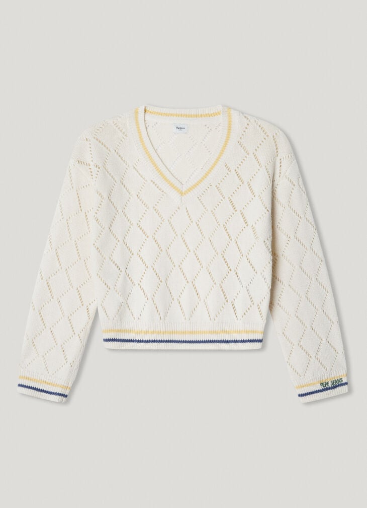 Pepe Jeans v-neck openwork jumper