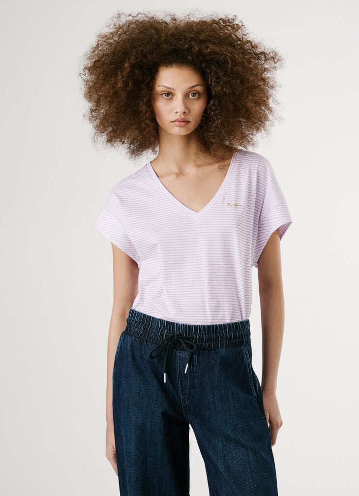 Pepe Jeans V-neck Striped T-shirt