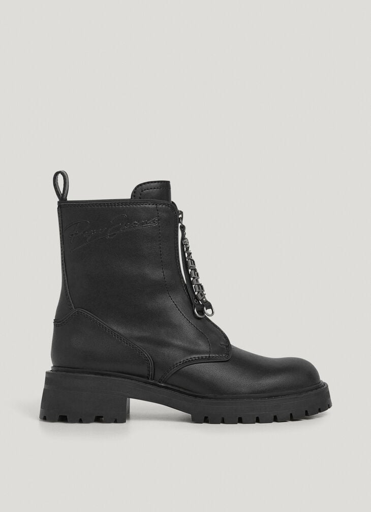 Pepe Jeans Zip Closure Leather Boots