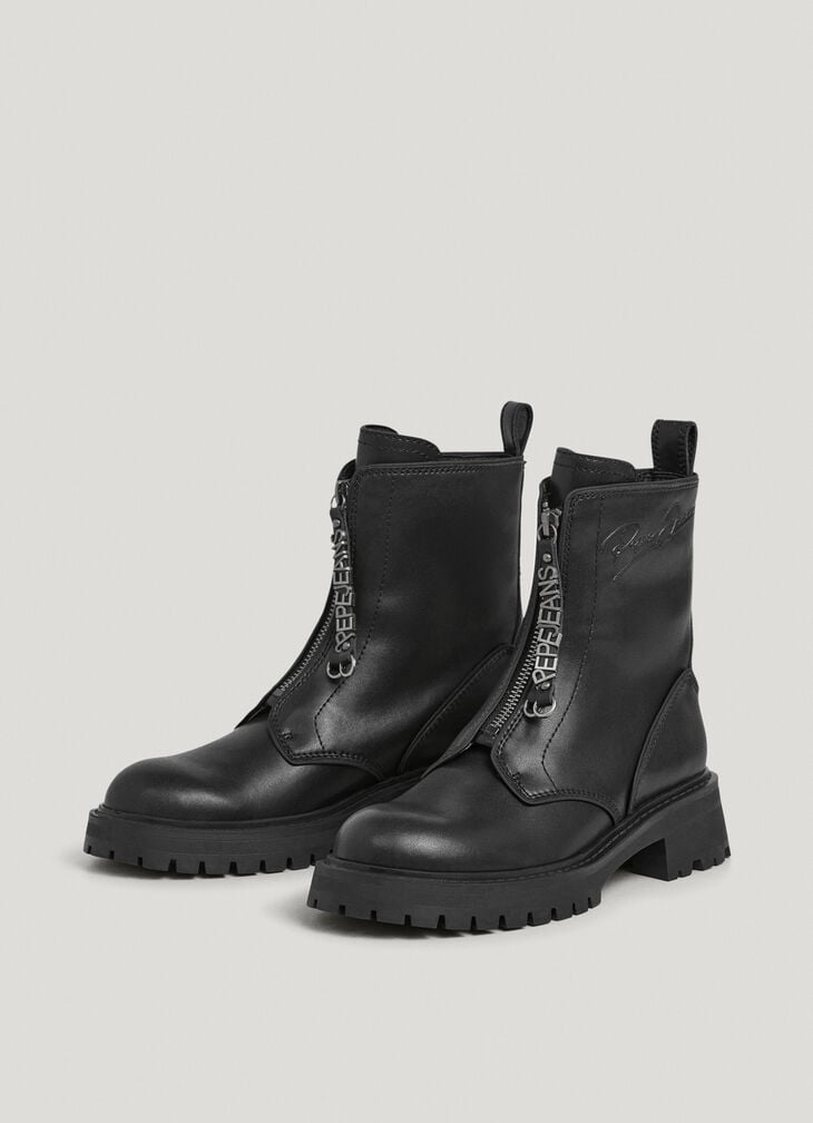 Pepe Jeans Zip Closure Leather Boots