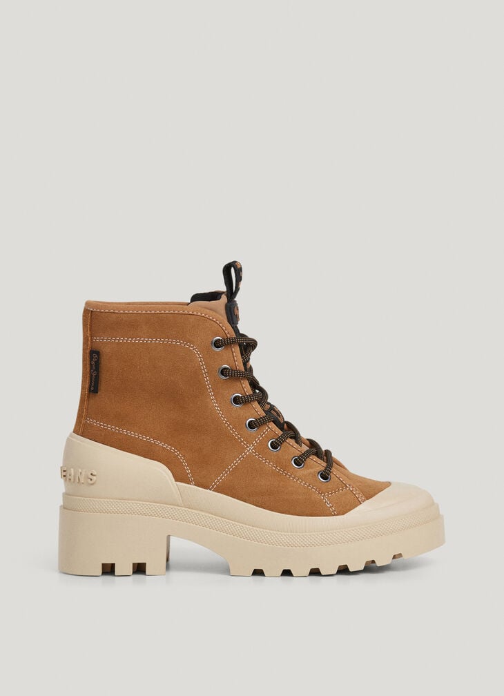 Pepe Jeans Suede Ankle Boots With Lace-up Fastening