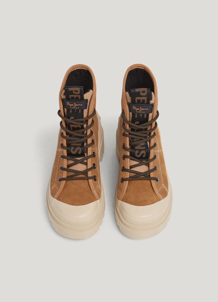 Pepe Jeans Suede Ankle Boots With Lace-up Fastening