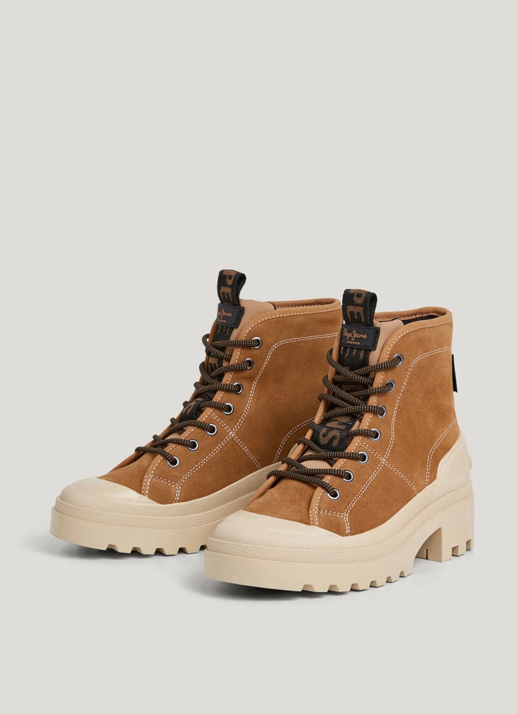 Pepe Jeans Suede Ankle Boots With Lace-up Fastening