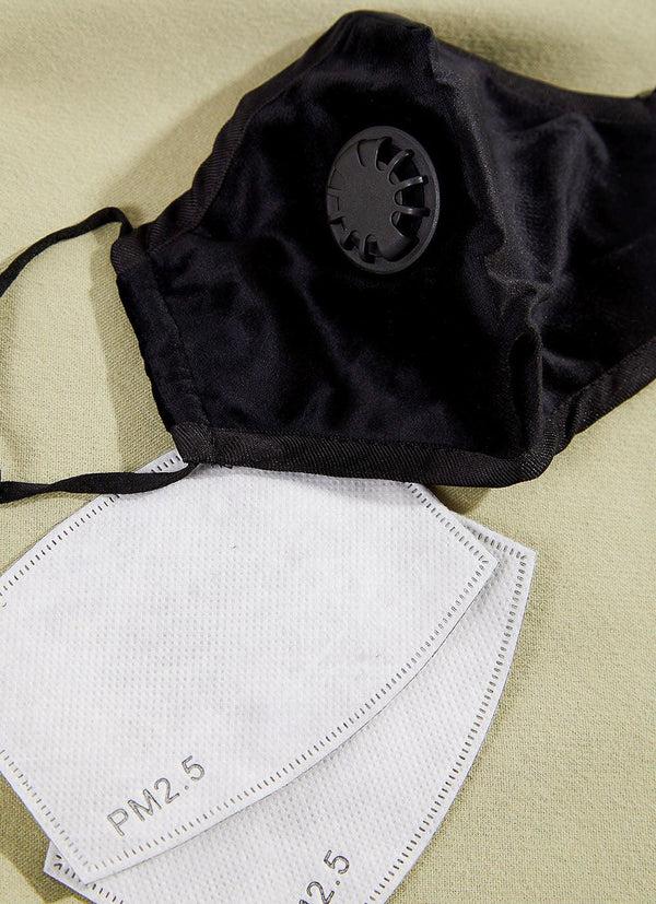 peppermayo Bondi Air Co - Re-Usable Valve Mask with 2 Filters - Black