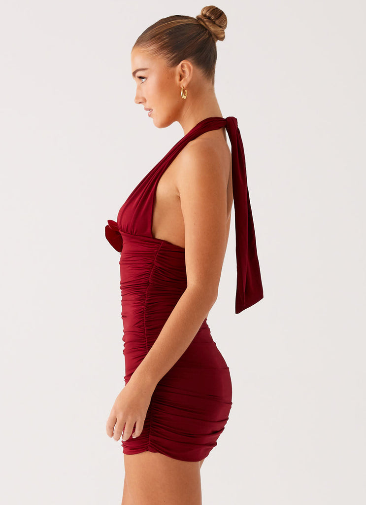 Peppermayo Peppermayo Exclusive - Abelia Halter Mini Dress - Maroon