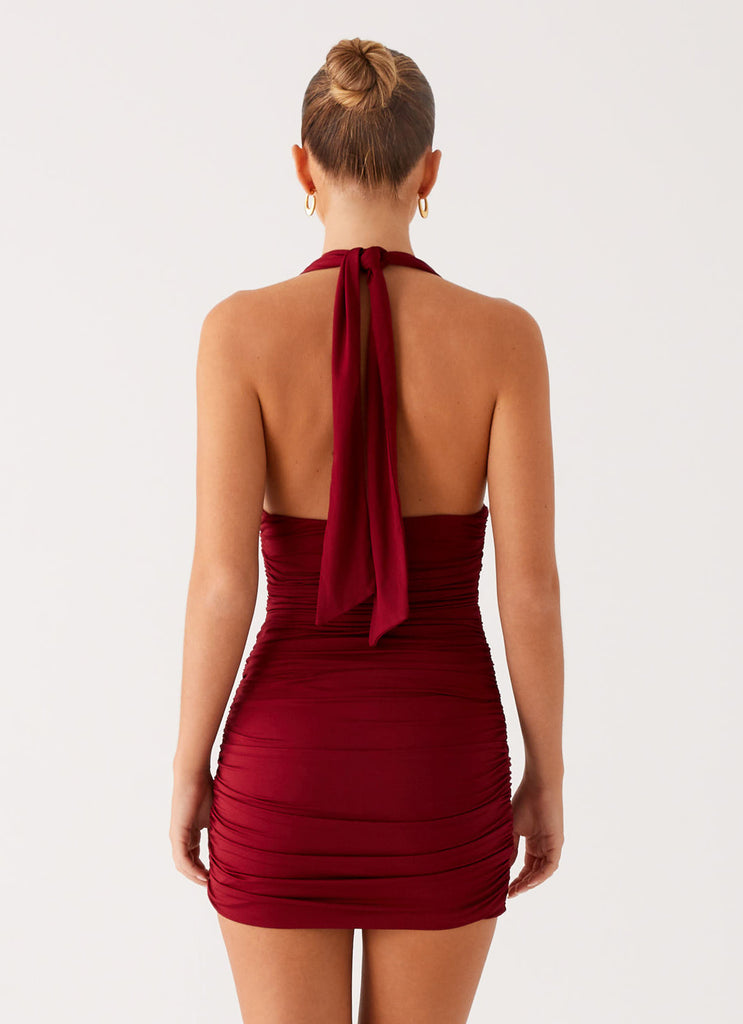 Peppermayo Peppermayo Exclusive - Abelia Halter Mini Dress - Maroon
