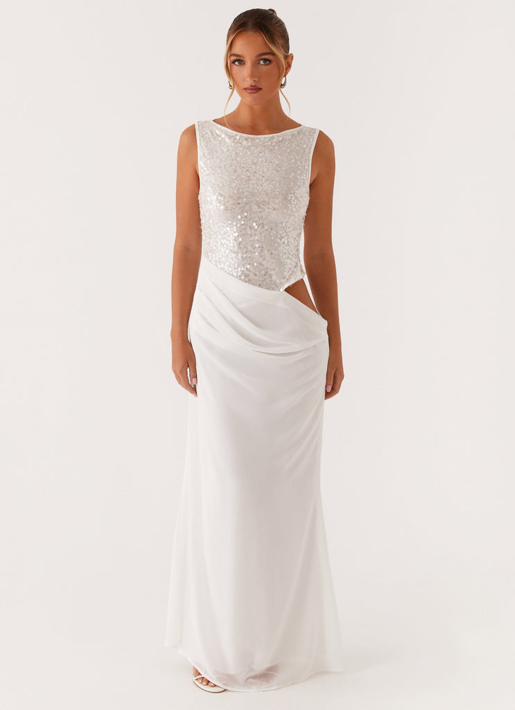 Peppermayo Peppermayo Exclusive - Above Ground Sequin Maxi Dress - White