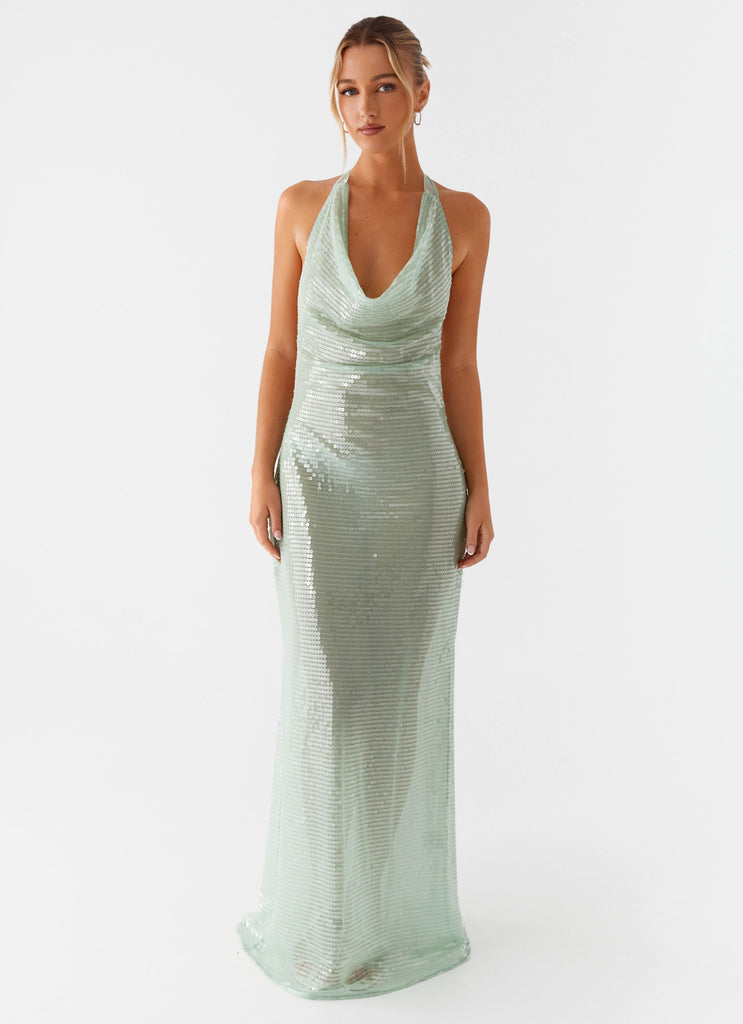 Peppermayo Peppermayo Exclusive - Above The Clouds Cowl Maxi Dress - Green