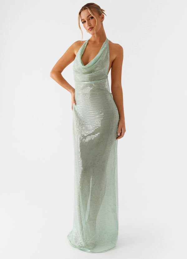 peppermayo Peppermayo Exclusive - Above the Clouds Cowl Maxi Dress - Green