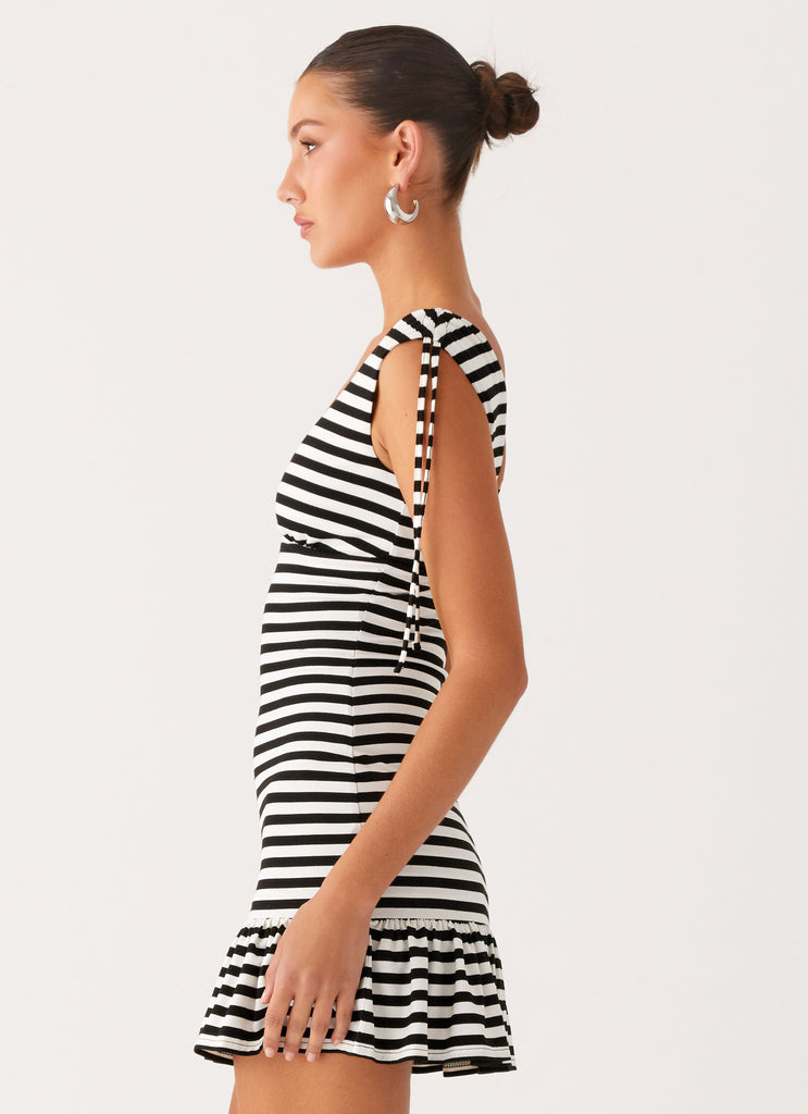 Peppermayo Peppermayo Exclusive - Acacia Mini Dress - Black White Stripe