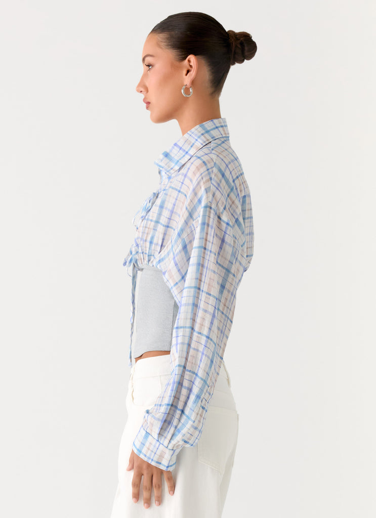 Peppermayo Peppermayo Exclusive - Accelerate Waistband Shirt - Blue Check