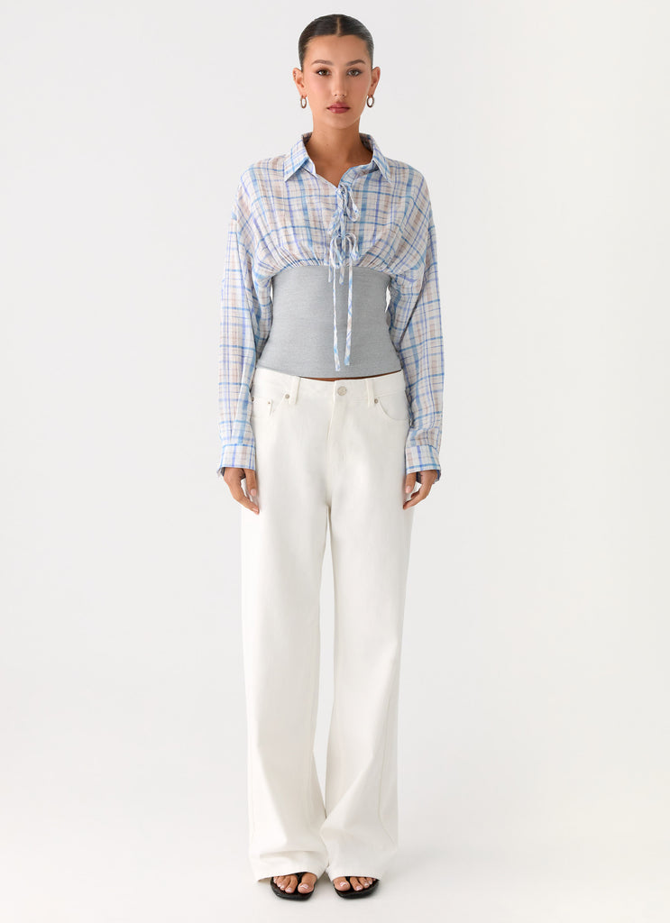 Peppermayo Peppermayo Exclusive - Accelerate Waistband Shirt - Blue Check