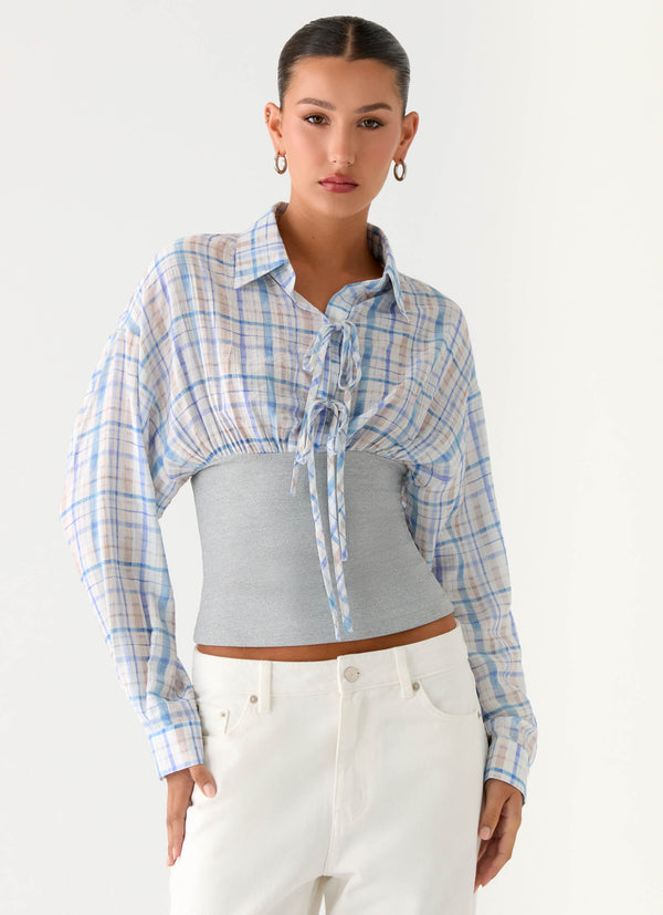 peppermayo Peppermayo Exclusive - Accelerate Waistband Shirt - Blue Check