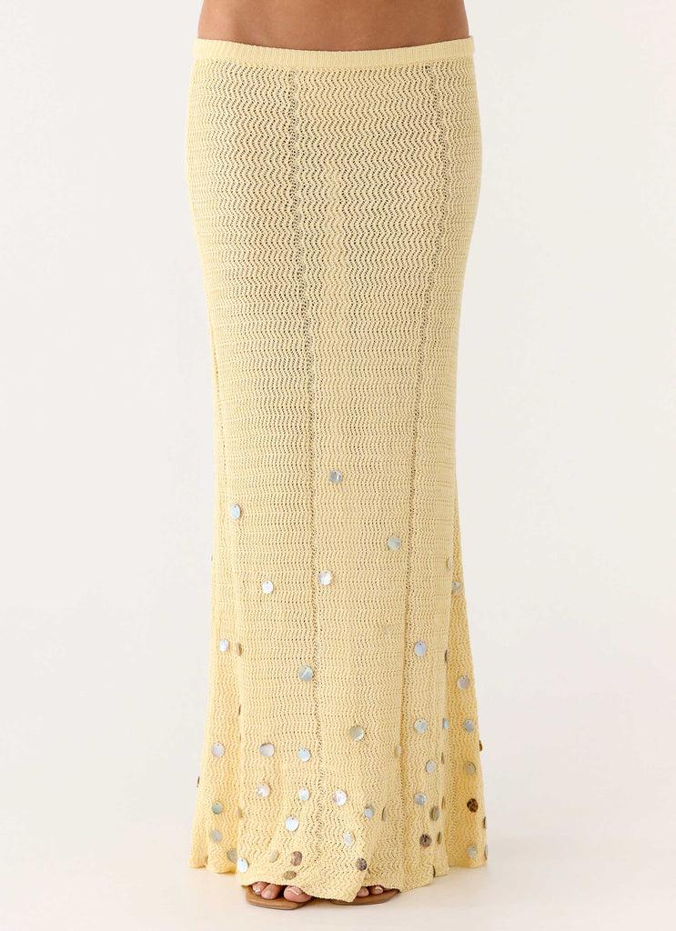 Peppermayo Peppermayo Exclusive - Adelaida Beaded Crochet Maxi Skirt - Yellow