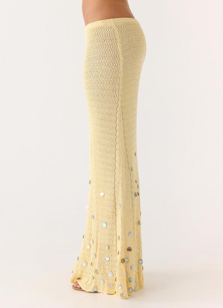 Peppermayo Peppermayo Exclusive - Adelaida Beaded Crochet Maxi Skirt - Yellow