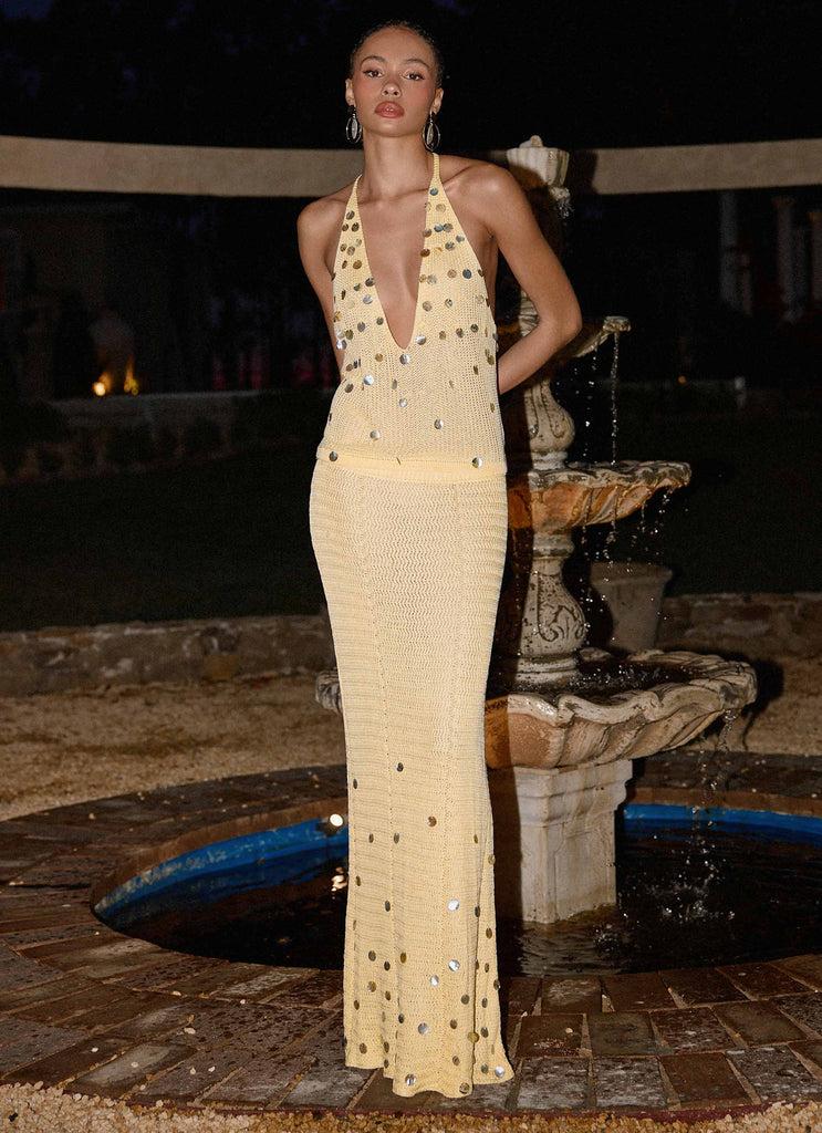 Peppermayo Peppermayo Exclusive - Adelaida Beaded Crochet Top - Yellow