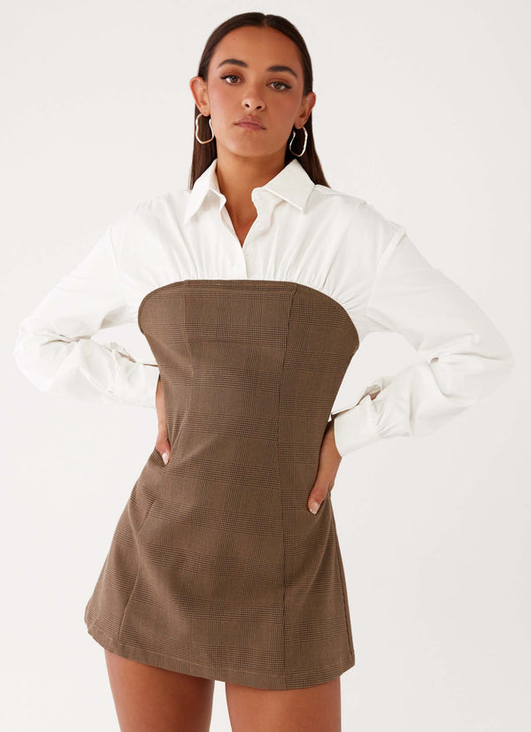 peppermayo Peppermayo Exclusive - Adelaide Shirt Mini Dress - Brown