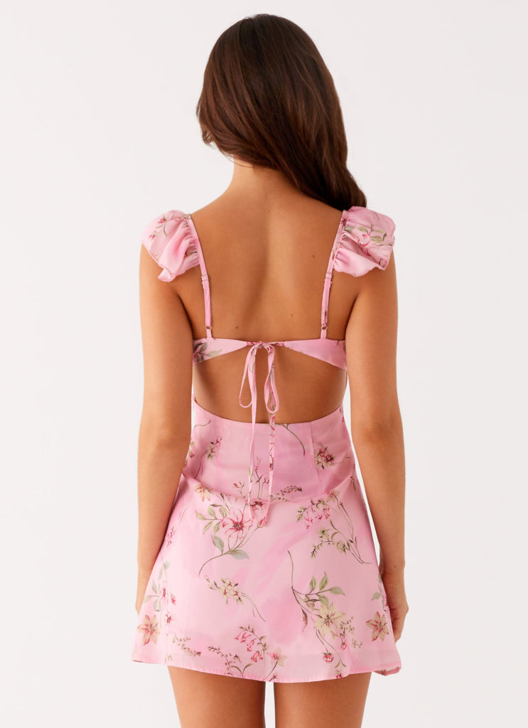 Peppermayo Peppermayo Exclusive - Adrina Ruffle Mini Dress - Pink Floral Print