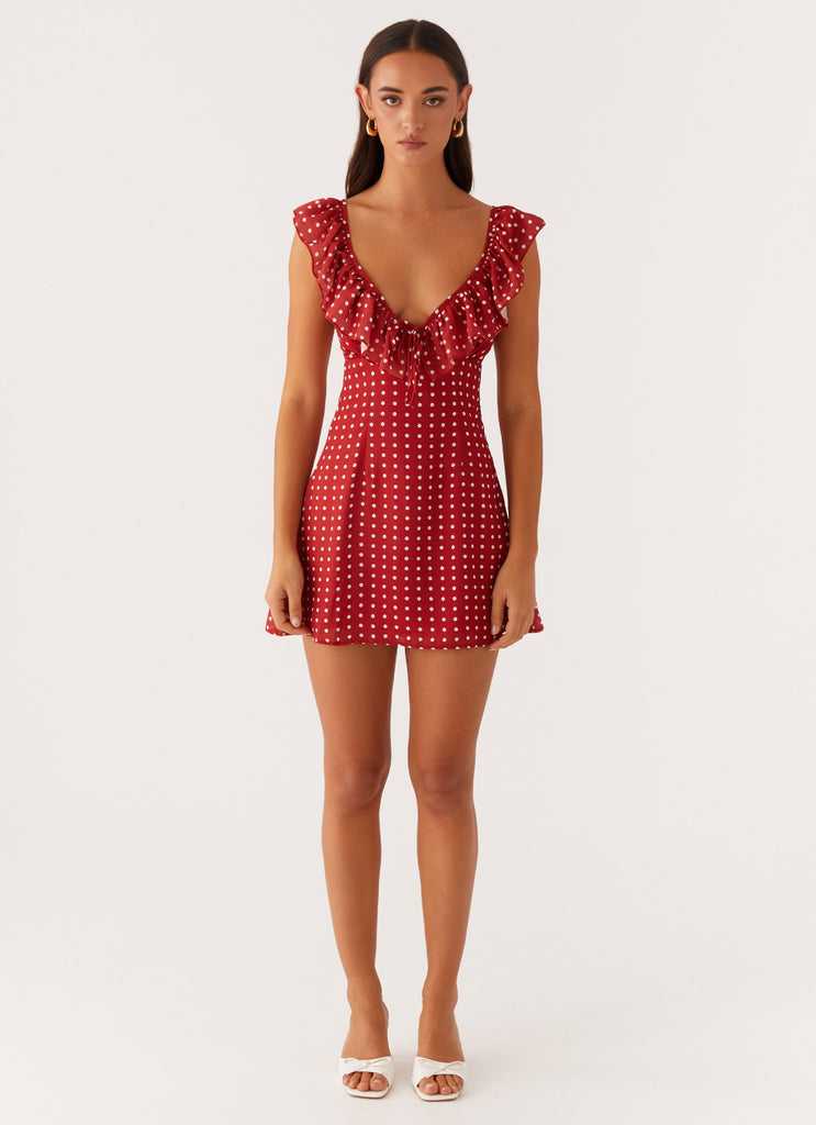 Peppermayo Peppermayo Exclusive - Adrina Ruffle Mini Dress - Red Polka Dot