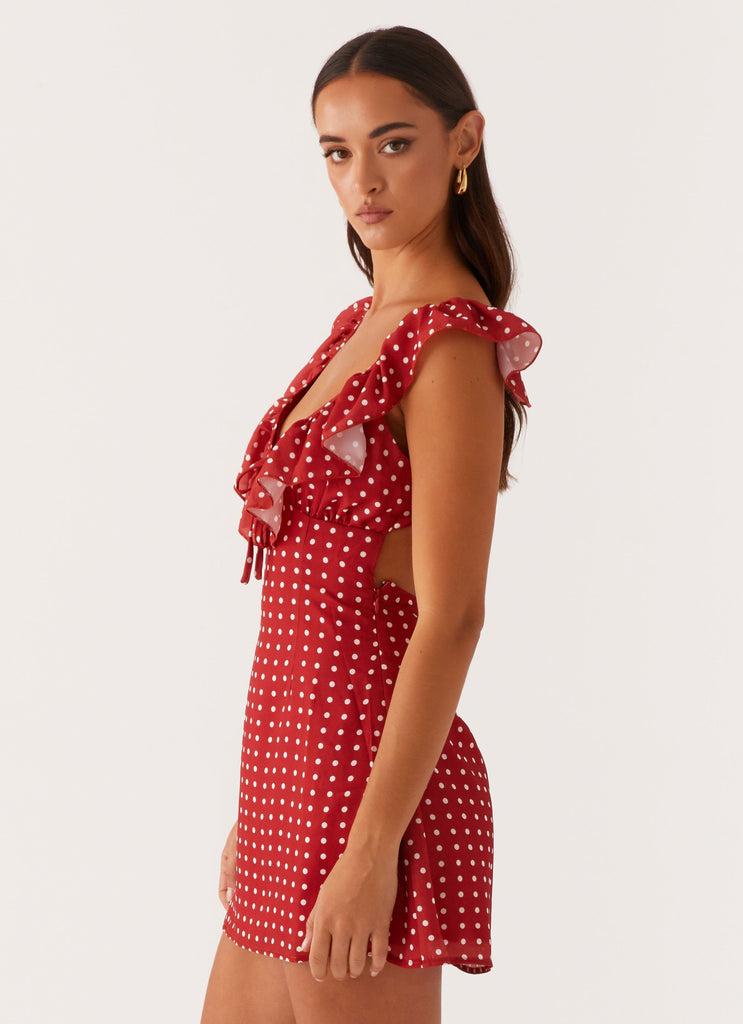 Peppermayo Peppermayo Exclusive - Adrina Ruffle Mini Dress - Red Polka Dot