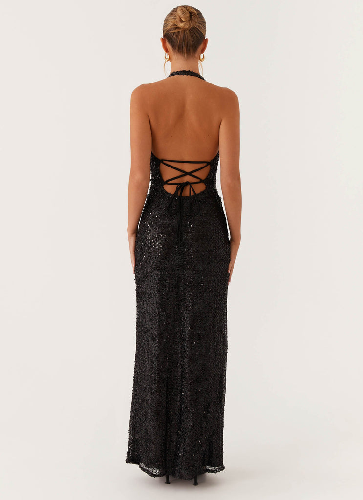 Peppermayo Peppermayo Exclusive - After Tonight Sequin Cowl Neck Maxi Dress - Black