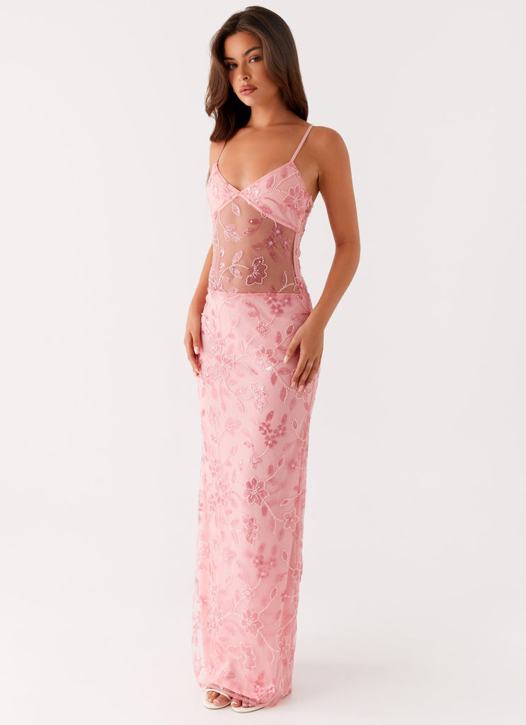 Peppermayo Peppermayo Exclusive - Akira Beaded Maxi Dress - Pink Orange