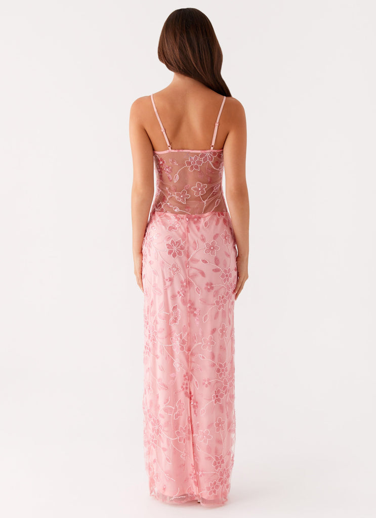 Peppermayo Peppermayo Exclusive - Akira Beaded Maxi Dress - Pink Orange