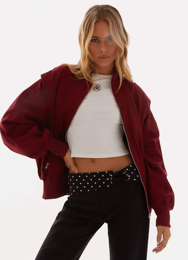 peppermayo Peppermayo Exclusive - Alabama Bomber Jacket - Red