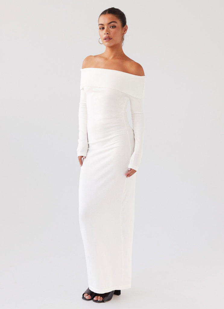 Peppermayo Peppermayo Exclusive - Alexandra Off Shoulder Knit Maxi Dress - Ivory