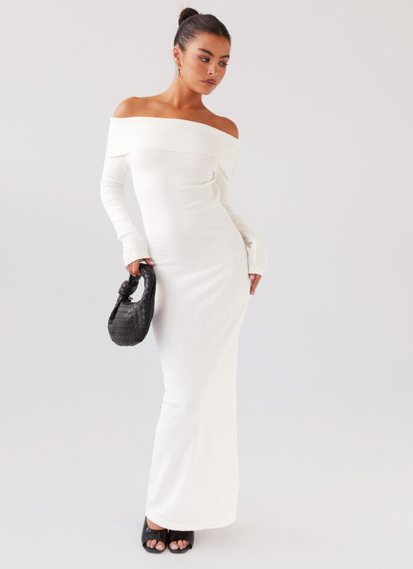 peppermayo Peppermayo Exclusive - Alexandra Off Shoulder Knit Maxi Dress - Ivory