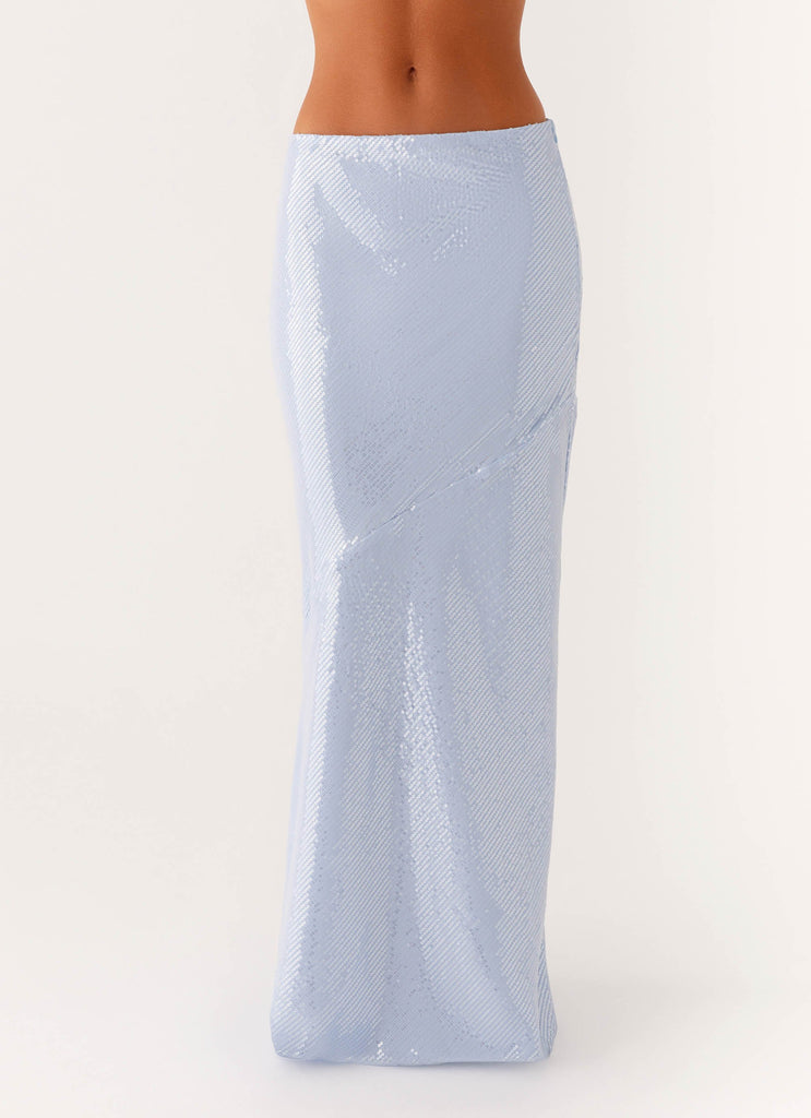 Peppermayo Peppermayo Exclusive - Algorithm Sequin Maxi Skirt - Blue