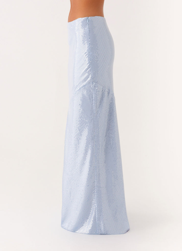 Peppermayo Peppermayo Exclusive - Algorithm Sequin Maxi Skirt - Blue