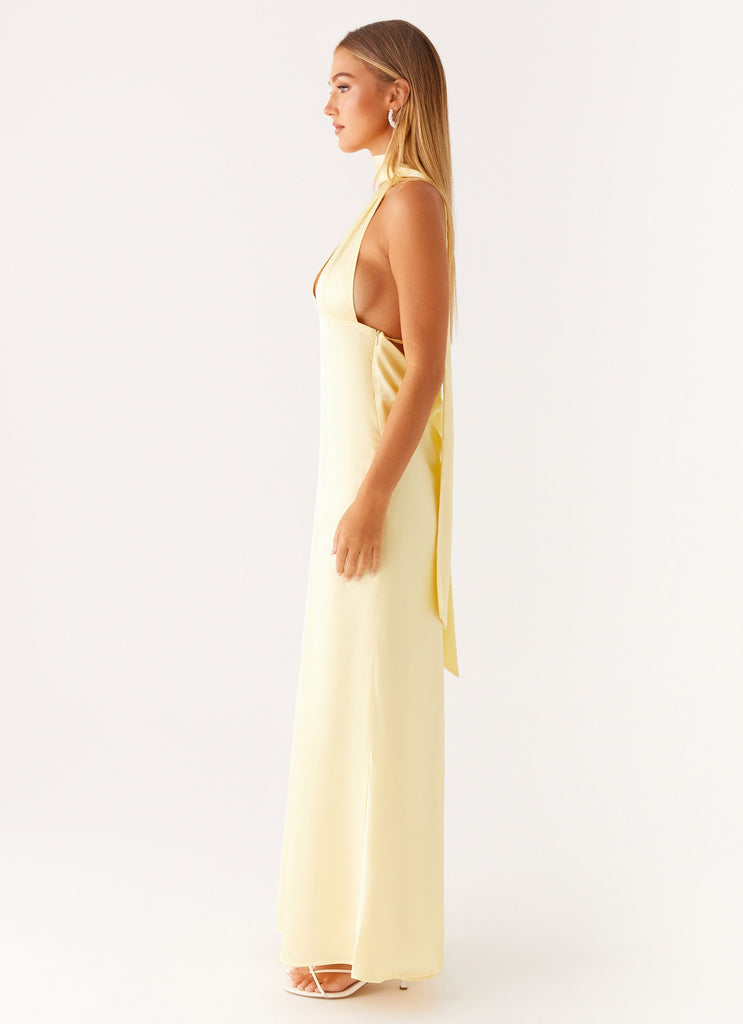 Peppermayo Peppermayo Exclusive - Alicia Satin Halter Maxi Dress - Yellow