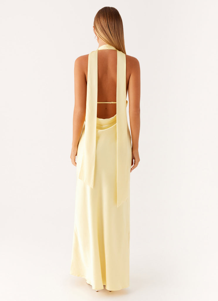 Peppermayo Peppermayo Exclusive - Alicia Satin Halter Maxi Dress - Yellow