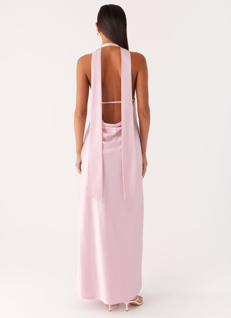 Peppermayo Peppermayo Exclusive - Alicia Satin Halter Maxi Dress - Baby Pink