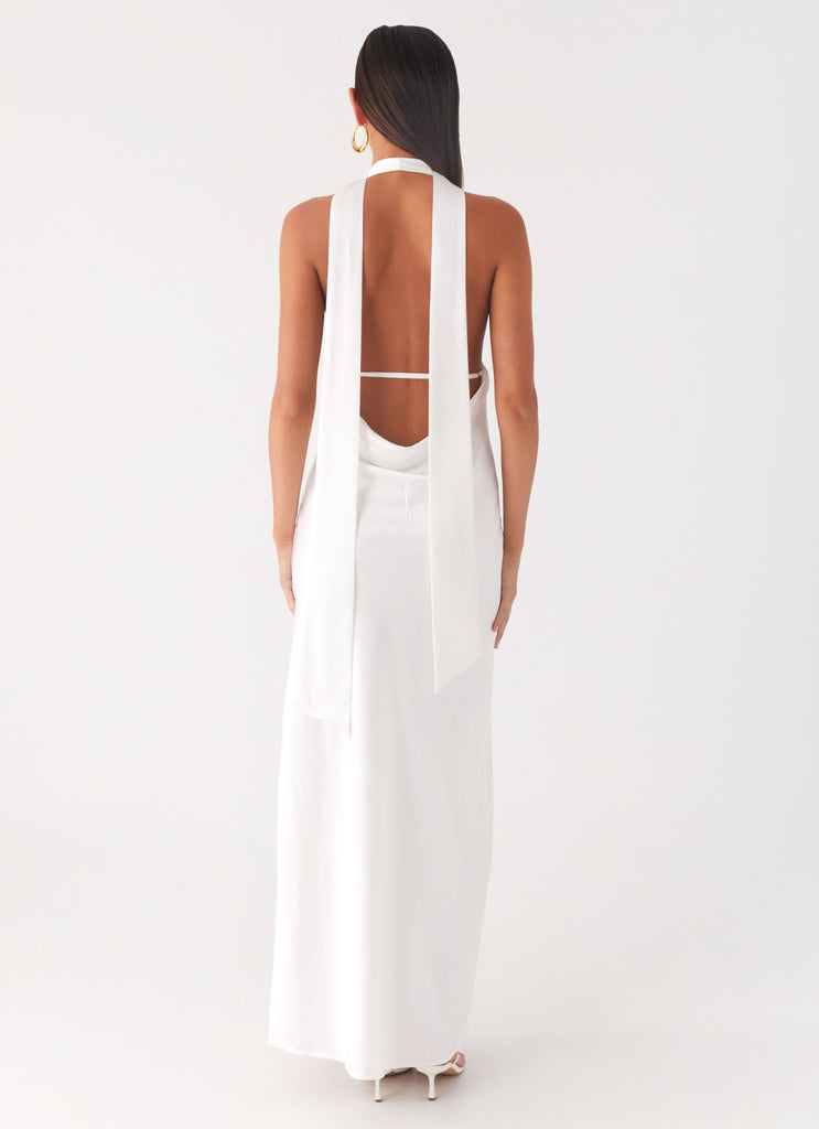 Peppermayo Peppermayo Exclusive - Alicia Satin Halter Maxi Dress - White