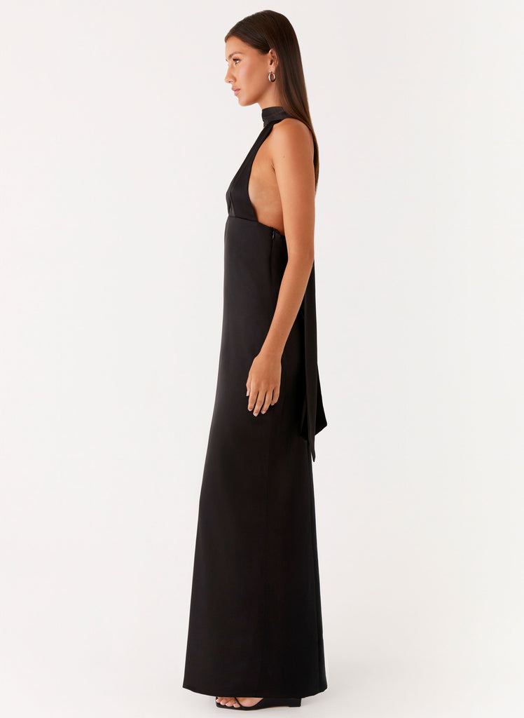 Peppermayo Peppermayo Exclusive - Alicia Satin Halter Maxi Dress - Black
