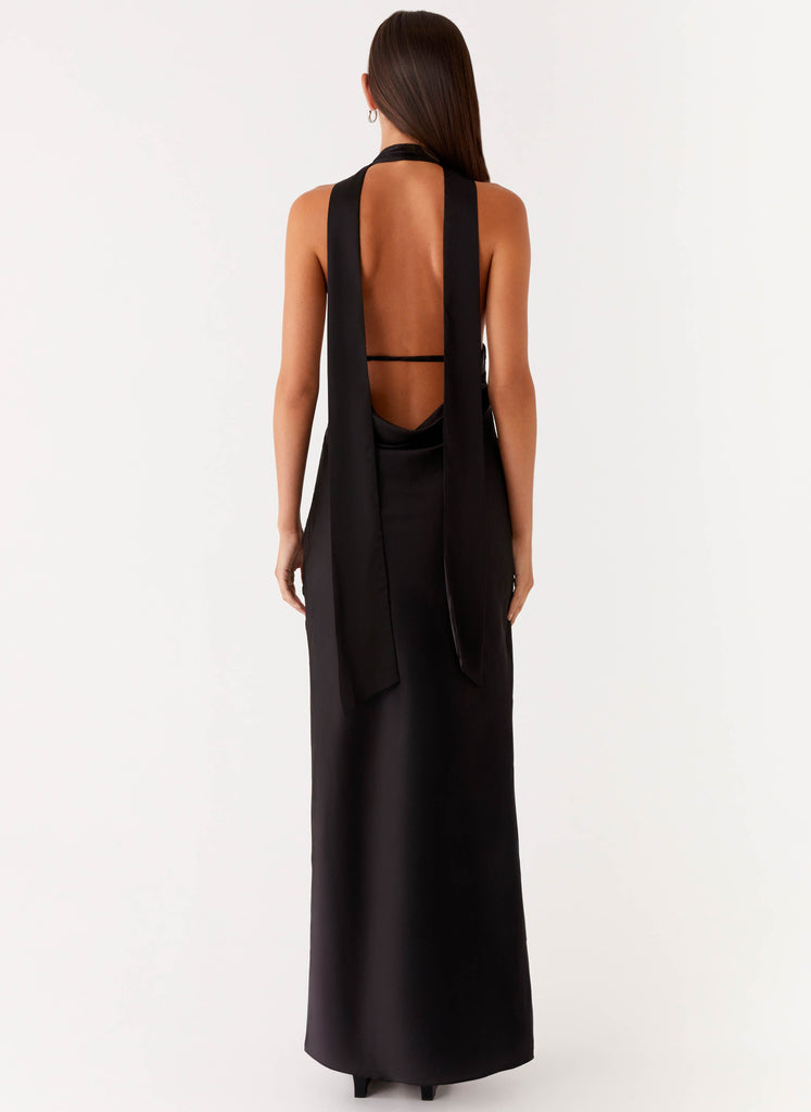 Peppermayo Peppermayo Exclusive - Alicia Satin Halter Maxi Dress - Black