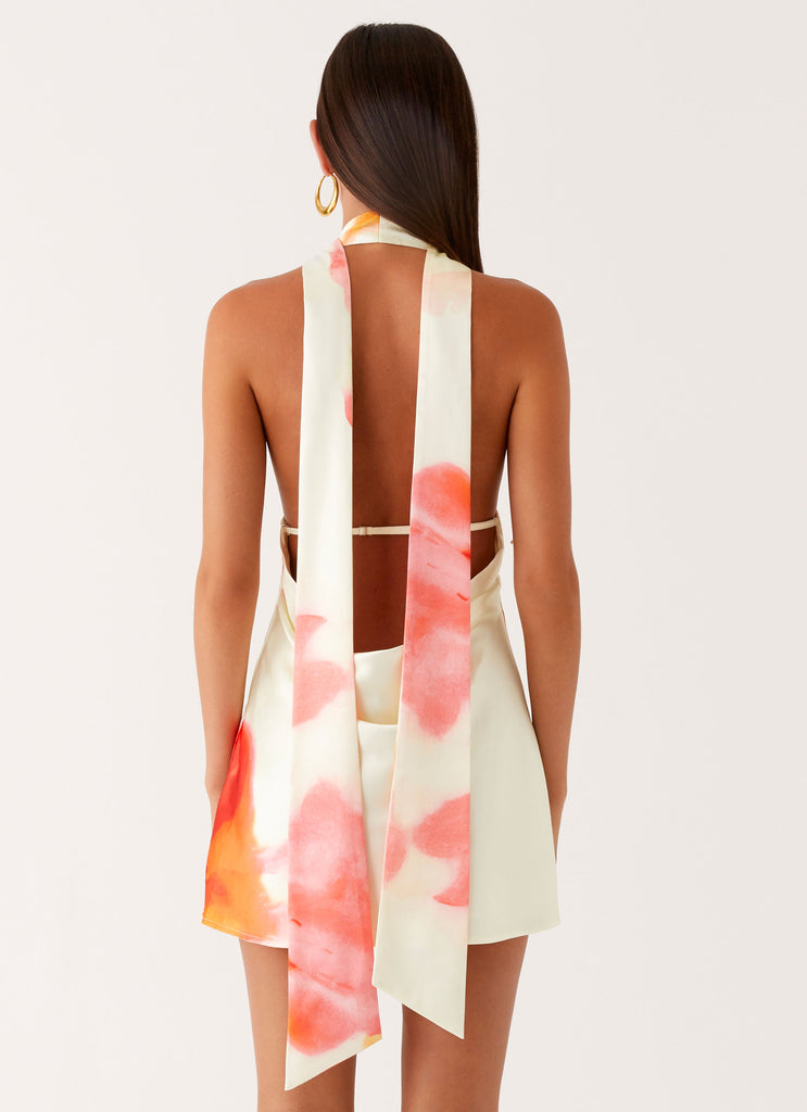 Peppermayo Peppermayo Exclusive - Alicia Satin Halter Mini Dress - Mimosa Blossom