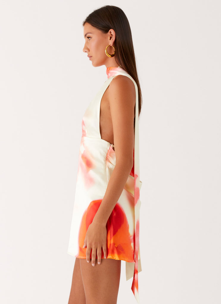 Peppermayo Peppermayo Exclusive - Alicia Satin Halter Mini Dress - Mimosa Blossom